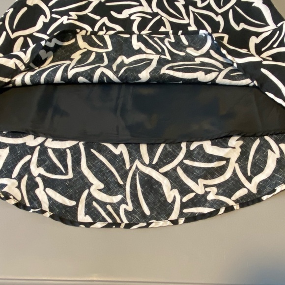 Willi Smith 100% Linen A-Line Midi Skirt Sz 6 Black White Pattern Lined - Picture 6 of 8